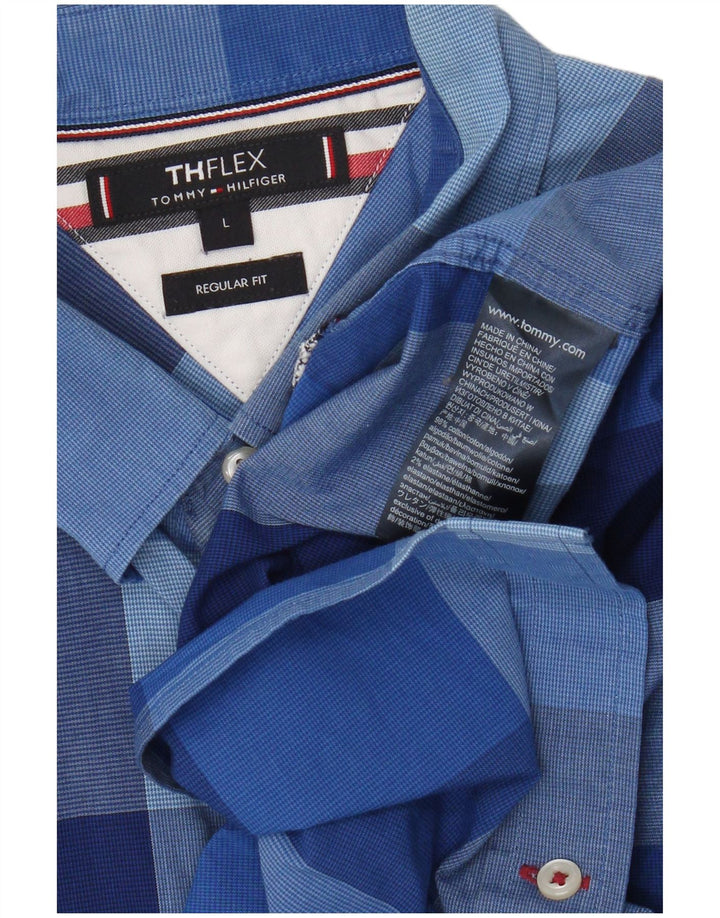 Tommy Hilfiger Ανδρικό πουκάμισο κανονικής εφαρμογής μεγάλο μπλε βαμβακερό Gingham