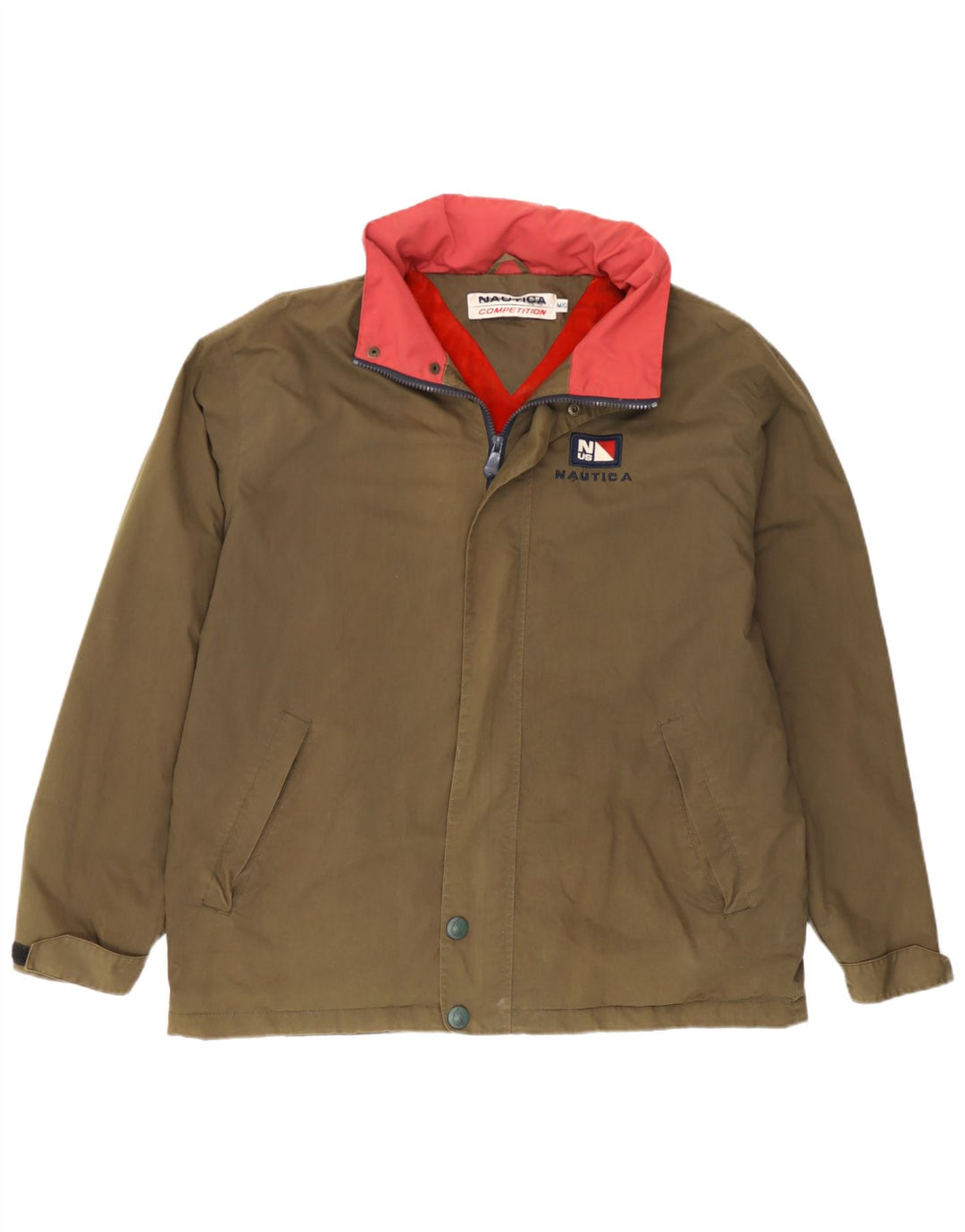 Ανδρικό μπουφάν βροχής με κουκούλα Nautica 38 Medium Khaki Polyester