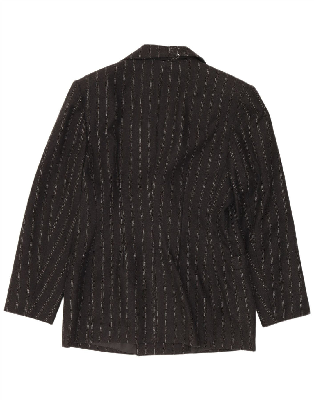 Vintage Γυναικείο Διπλό Μπουφάν Blazer IT 48 XL Μαύρο ριγέ μαλλί