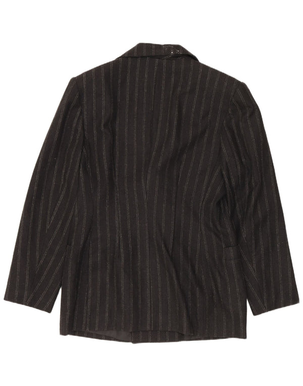 Vintage Γυναικείο Διπλό Μπουφάν Blazer IT 48 XL Μαύρο ριγέ μαλλί