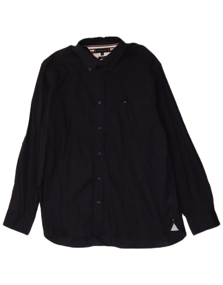 Tommy Hilfiger Ανδρικό πουκάμισο κανονικής εφαρμογής 2XL Navy Blue βαμβακερό