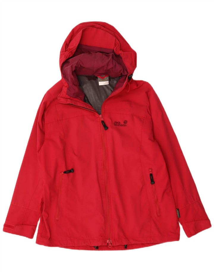 Jack Wolfskin Γυναικείο μπουφάν βροχής με κουκούλα UK 16 μεγάλο κόκκινο πολυαμίδιο
