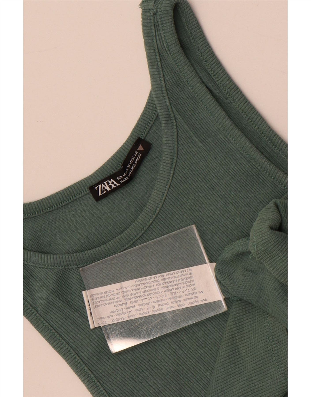 Zara Γυναικείο Γιλέκο Crop UK 12 Βαμβακερό μεσαίο πράσινο