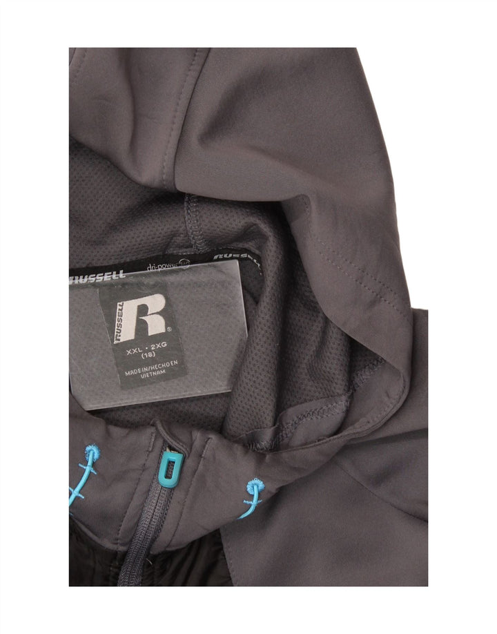 RUSSELL ATHLETIC Boys Windbreaker Jacket 15-16 Years 2XL Grey Colourblock Vintage Russell Athletic and Second-Hand Russell Athletic from Messina Hembry 