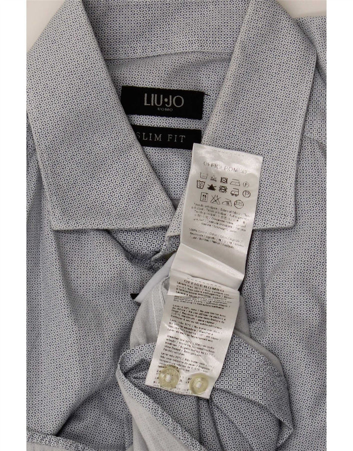 Liu Jo Ανδρικό πουκάμισο Slim Fit Μέγεθος 40 Medium Blue Geometric Cotton