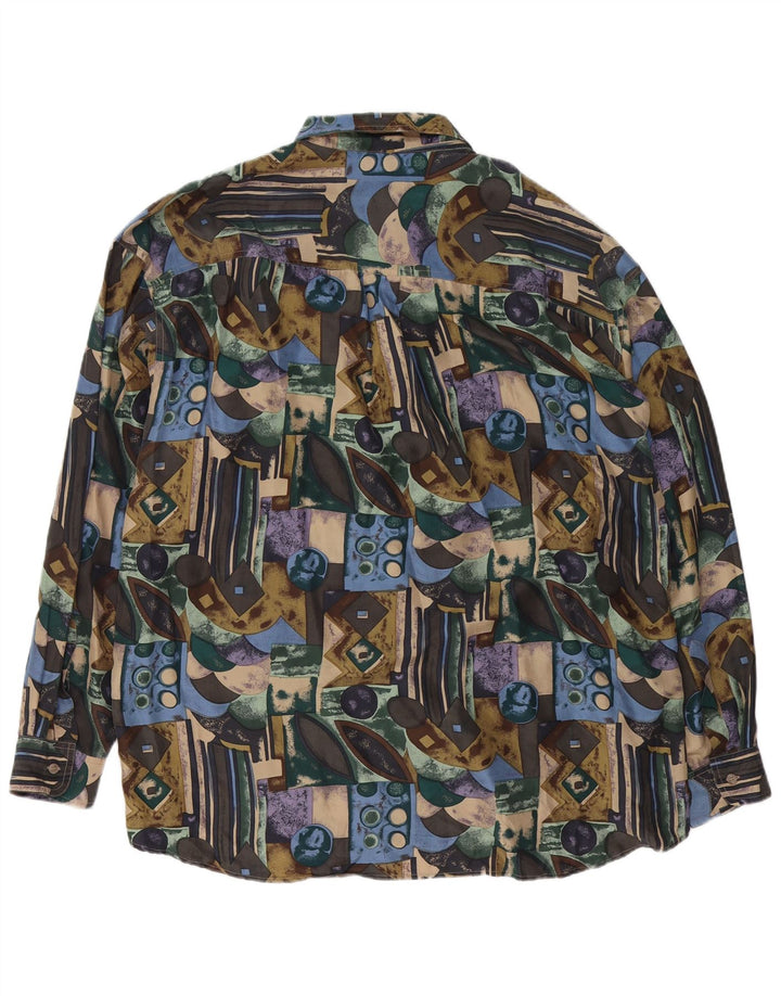 New Fast Mens Abstract Pattern Πουκάμισο μέγεθος 41/42 Μεγάλο πολύχρωμο μετάξι