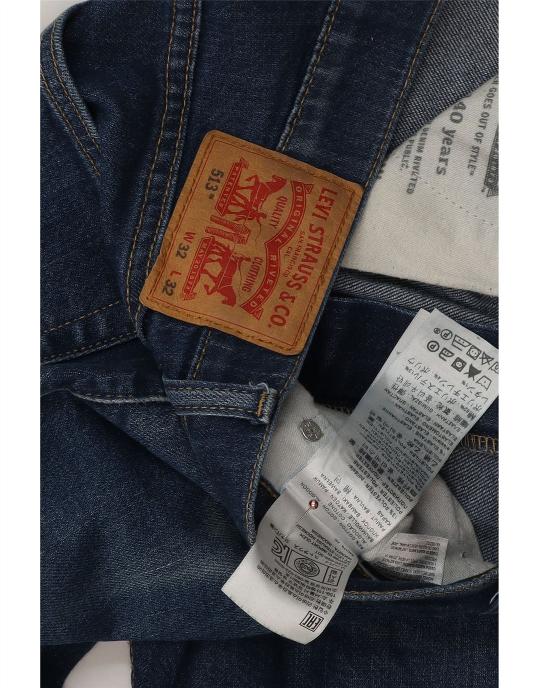 LEVI'S Ανδρικό 513 Slim Straight Jeans W32 L32 Μπλε Βαμβακερό