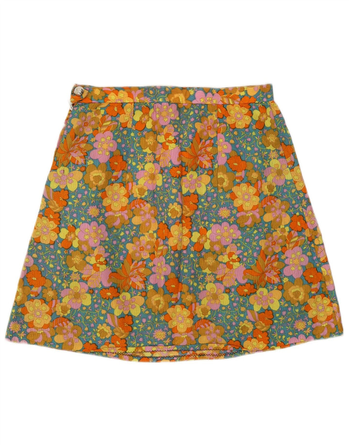 Vintage γυναικεία φούστα σε γραμμή Α W26 Μικρή πράσινη φλοράλ