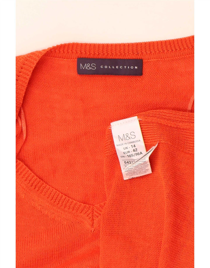 Marks & Spencer Γυναικείο πουλόβερ με λαιμόκοψη μεγάλου μεγέθους UK 14 μεγάλο πορτοκαλί