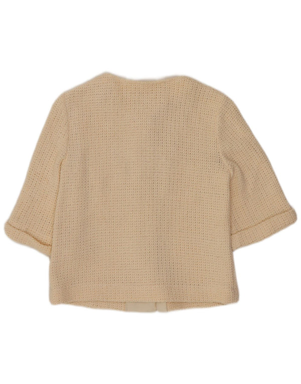 Pinko Γυναικείο πουλόβερ ζακέτα με 3/4 μανίκια UK 6 XS Μπεζ βαμβακερό