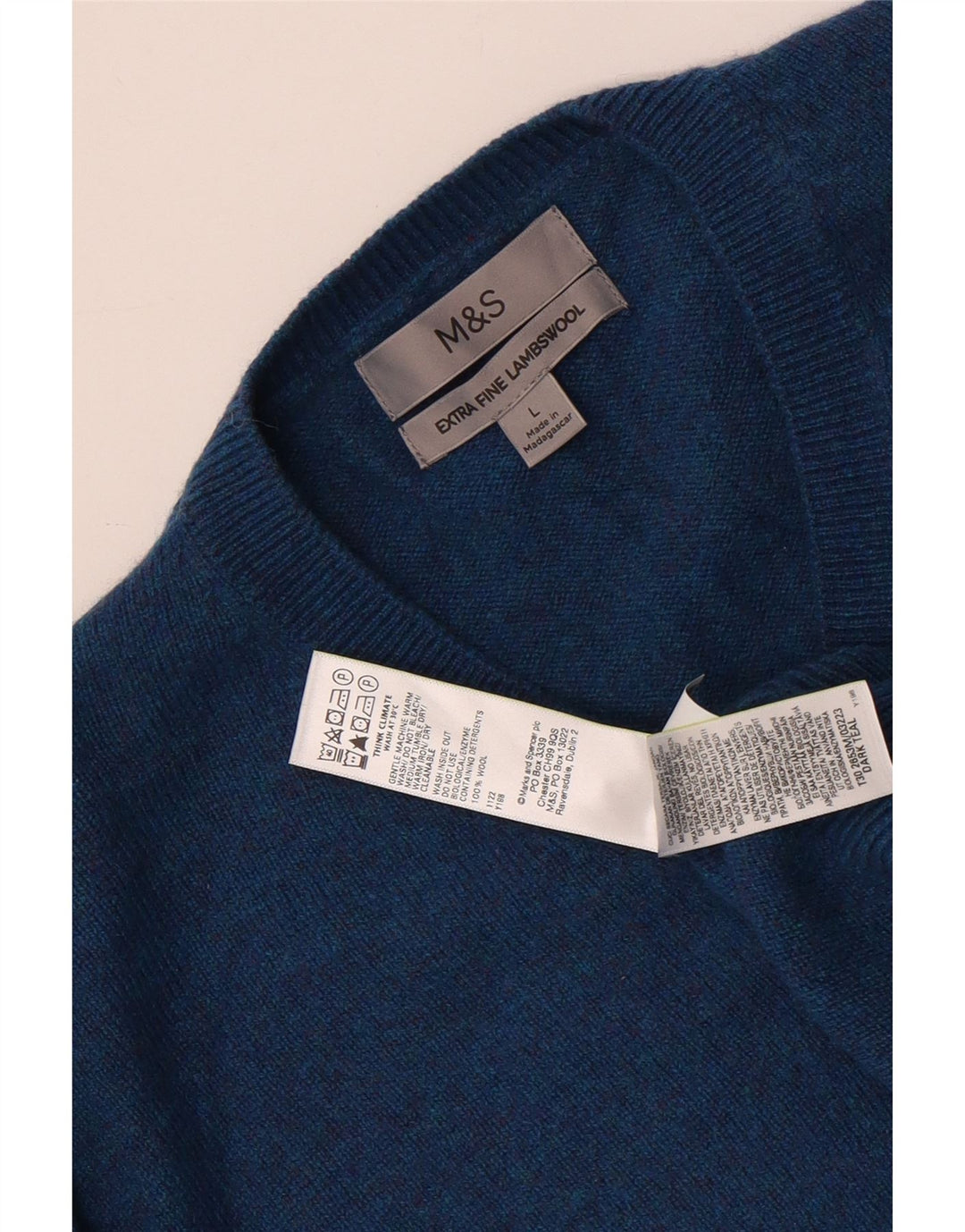 Marks & Spencer Ανδρικό πουλόβερ με λαιμόκοψη με λαιμόκοψη με μεγάλο μπλε μαλλί