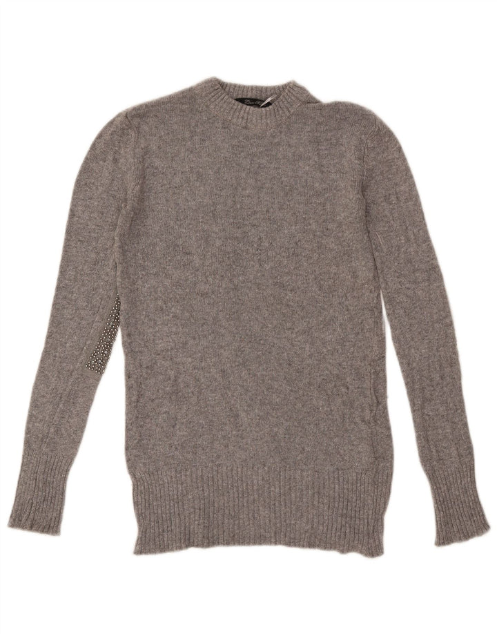 Zara Γυναικείο πουλόβερ με λαιμόκοψη UK 10 Small Grey Viscose