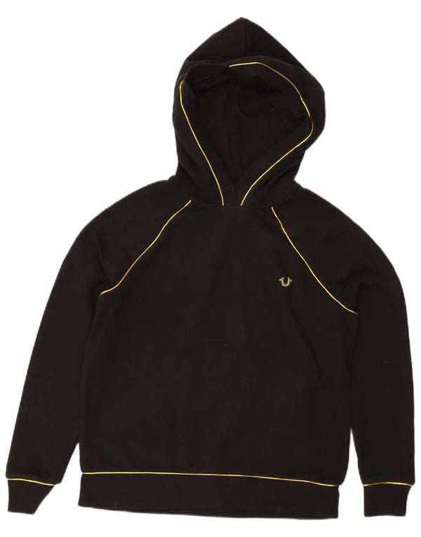True Religion Womens Oversized Hoodie Jumper UK 6 XS Black Cotton