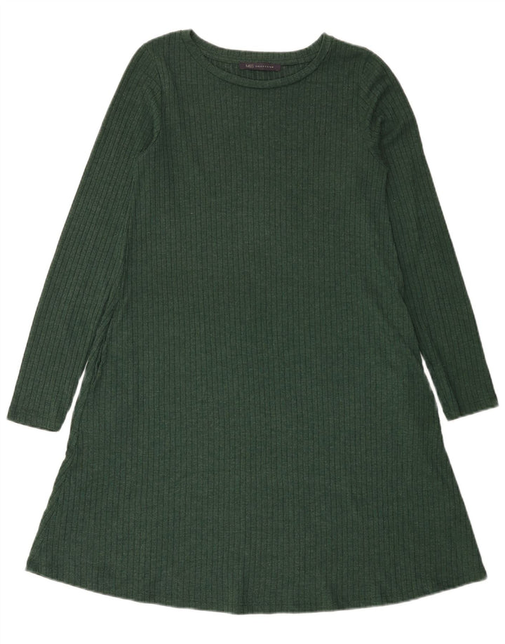 Γυναικείο μακρυμάνικο φόρεμα Marks & Spencer UK 8 Small Green Polyester
