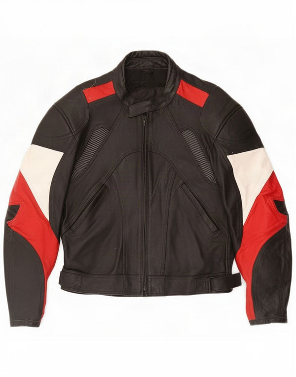 Vintage Γυναικείο Δερμάτινο Σακάκι Racer UK 14 3XL Black Colourblock