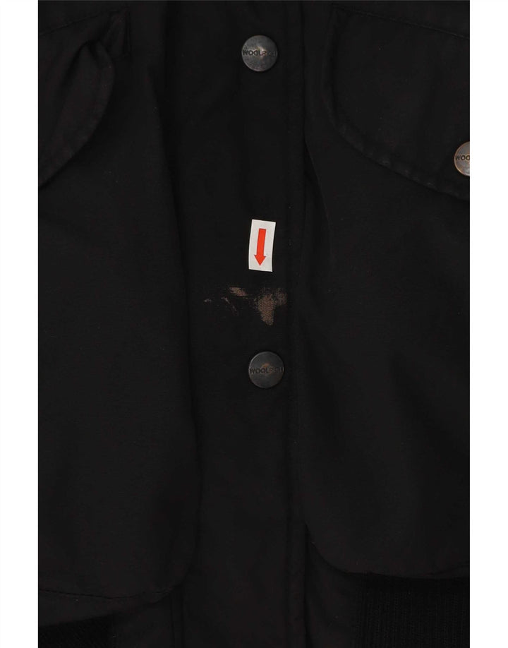 Woolrich Γυναικείο μπουφάν με κουκούλα με επένδυση UK 14 μεσαίο μαύρο πολυεστέρα