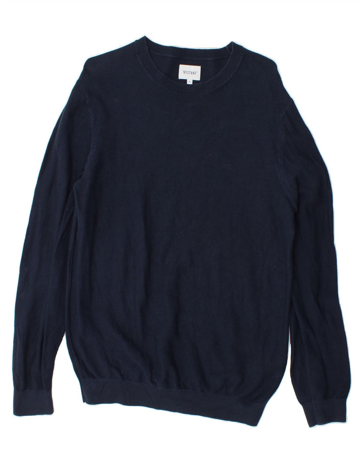 MUSTANG Mens Crew Neck Jumper Sweater Medium Navy Blue Cotton Vintage Mustang and Second-Hand Mustang from Messina Hembry 