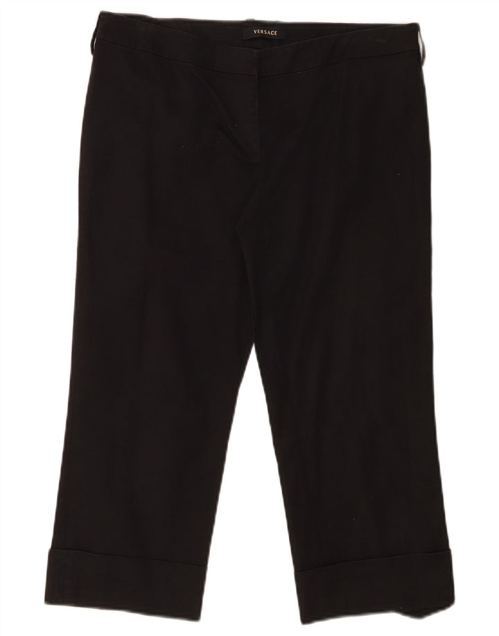 VERSACE Womens Straight Capri Trousers IT 46 Large W30 L20 Black