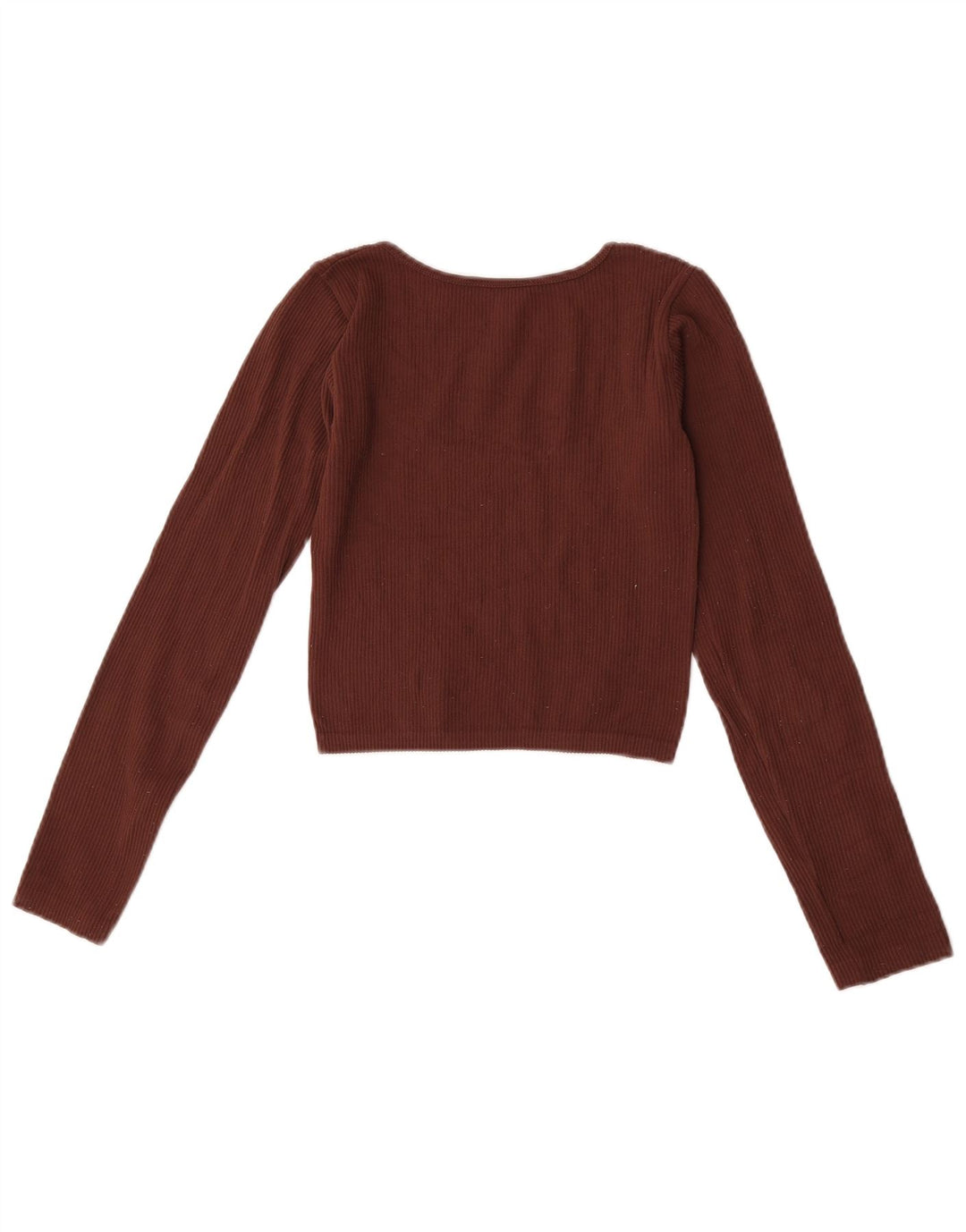Zara Γυναικείο Crop Top Μακρυμάνικο UK 4 XS Καφέ Πολυαμίδιο
