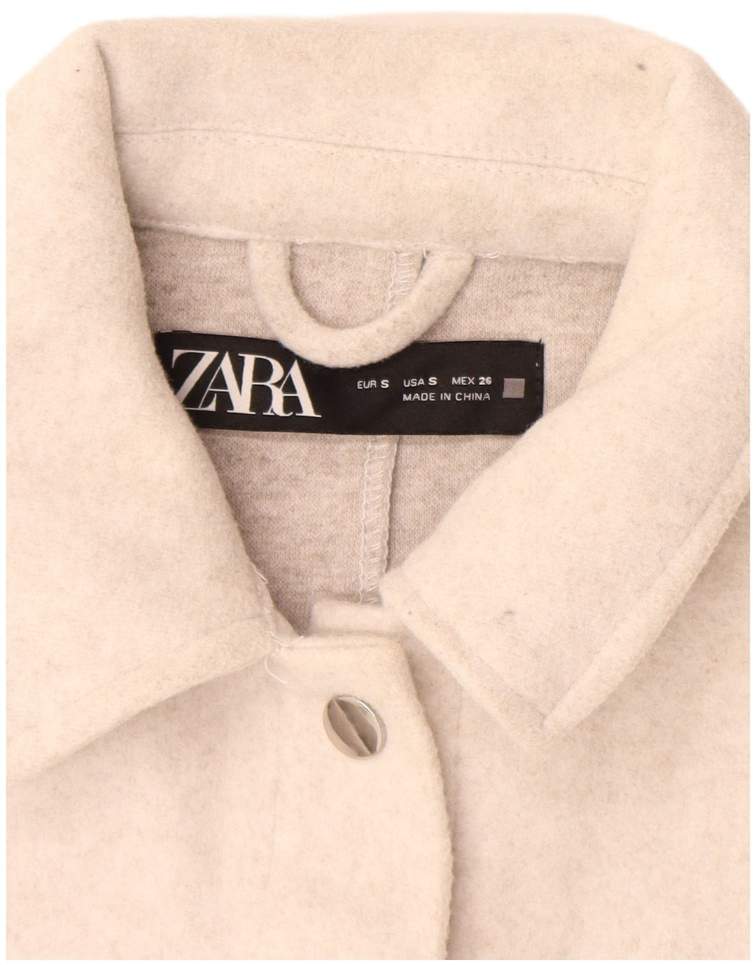 Zara Γυναικείο πουκάμισο Oversized UK 10 Small Off White Polyester