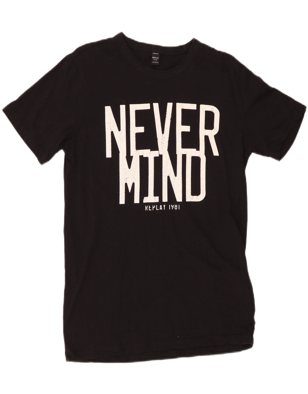 Ανδρικό γραφικό μπλουζάκι REPLAY Τοπ μεσαίο μαύρο βαμβακερό