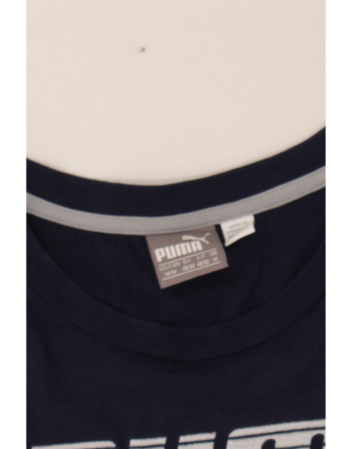 PUMA Mens Graphic T-Shirt Top Medium Navy Blue Cotton Vintage Puma and Second-Hand Puma from Messina Hembry 