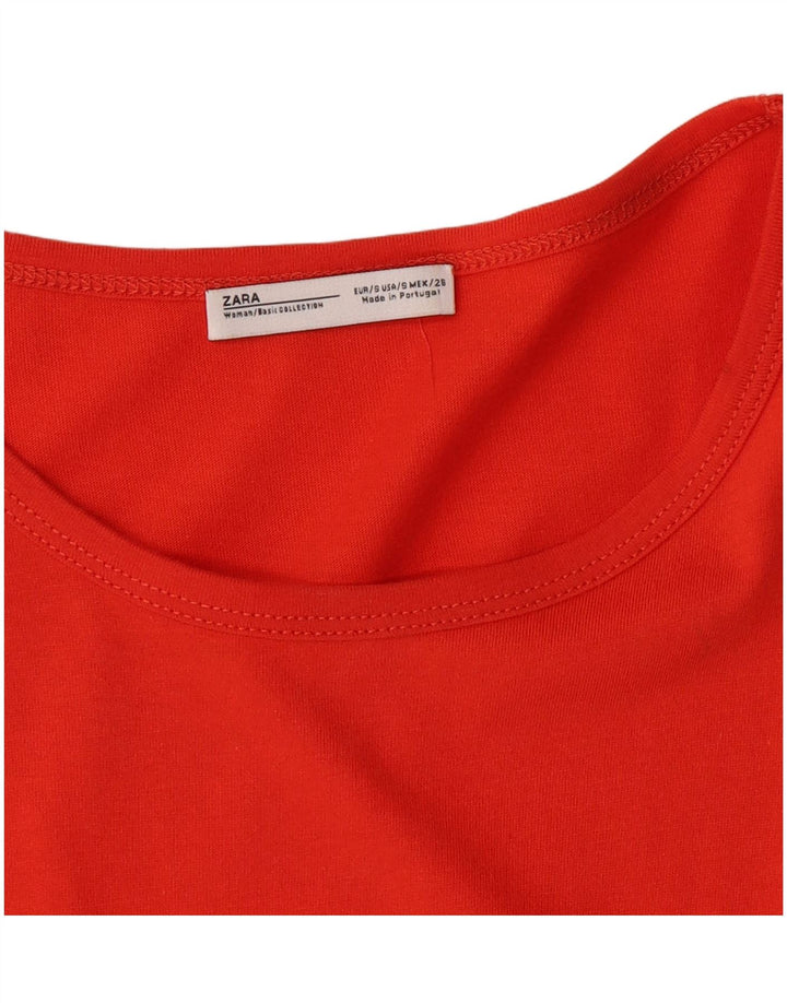 ZARA Γυναικεία Crop Μπλούζα Τοπ UK 8 Small Orange Floral
