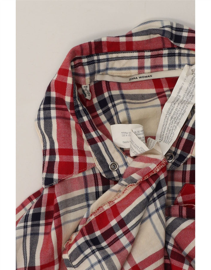 Zara Γυναικείο Φανελένιο Πουκάμισο UK 14 Μεσαίο κόκκινο βαμβακερό καρό