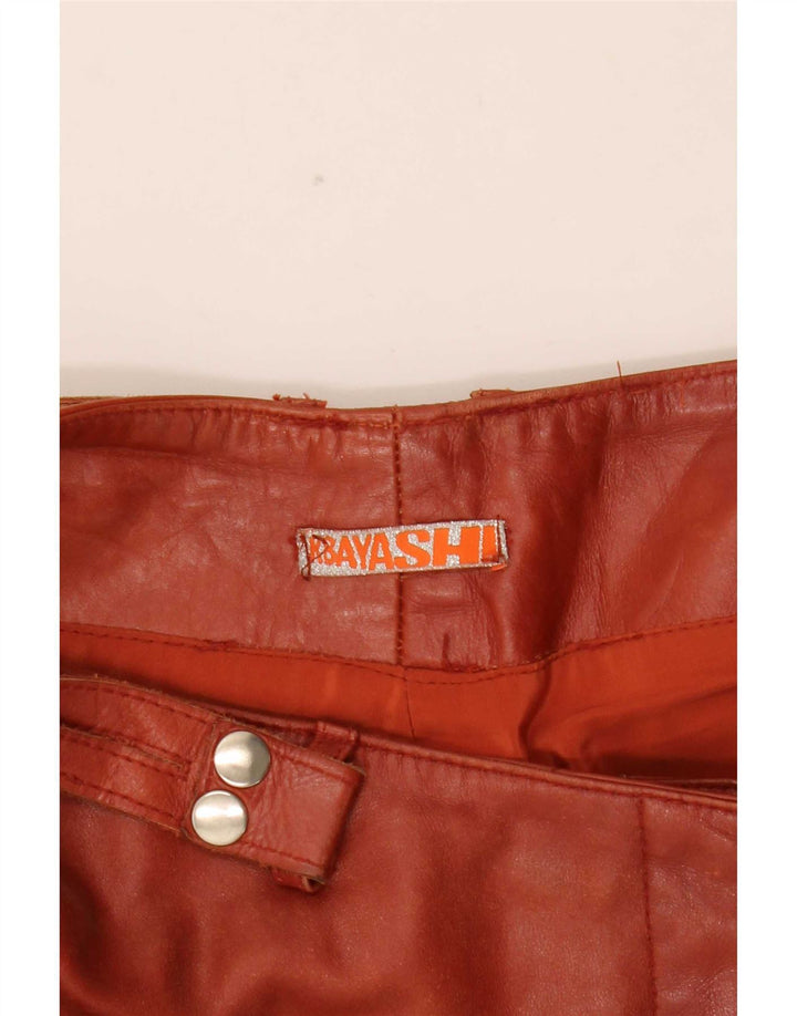 Vintage Γυναικείο Δερμάτινο Παντελόνι Bootcut Μικρό W27 L31 Καφέ