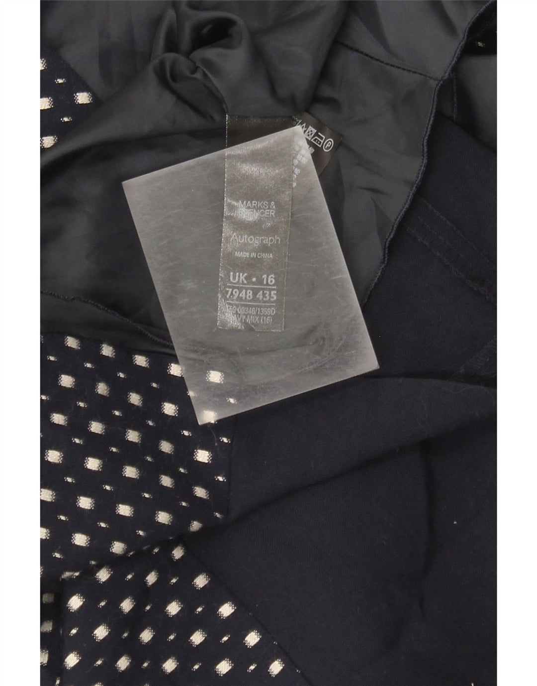 Γυναικείο φόρεμα με θήκη Marks & Spencer UK 16 Large Navy Blue Spotted