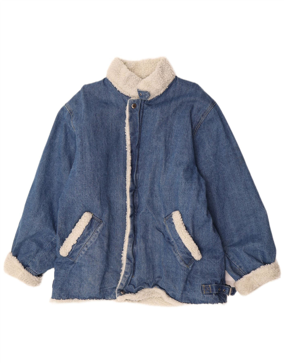 Vintage Ανδρικό Sherpa Τζιν Μπουφάν UK 38 Medium Blue Cotton