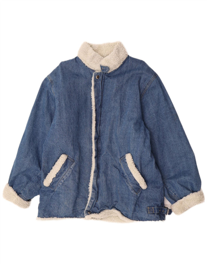 Vintage Ανδρικό Sherpa Τζιν Μπουφάν UK 38 Medium Blue Cotton