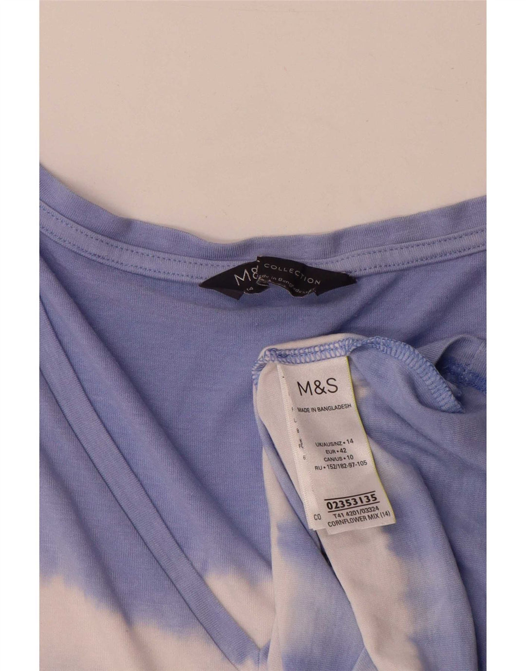 Marks & Spencer γυναικείο μπλουζάκι υπερμεγέθη τοπ UK 14 μεγάλη μπλε βαφή για γραβάτα