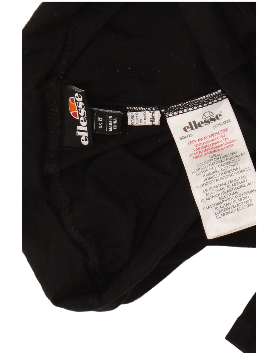 Ellesse Γυναικείο Γραφικό Κολάν UK 8 Μικρό μαύρο βαμβακερό