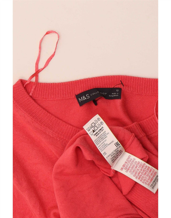 Marks & Spencer Γυναικείο πουλόβερ Crop Cardigan UK 12 Medium Pink Viscose
