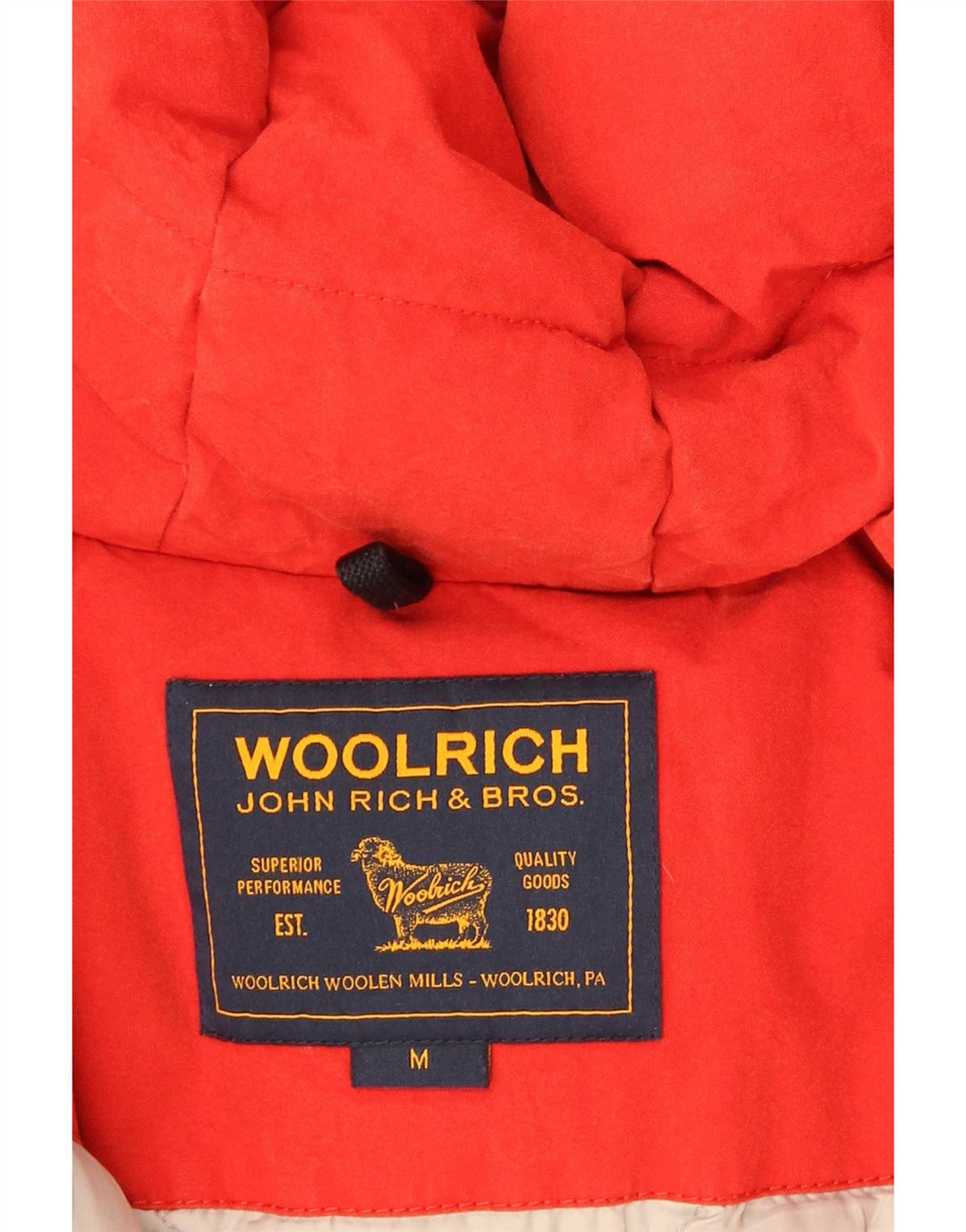 Woolrich Γυναικείο μπουφάν με κουκούλα UK 14 μεσαίο κόκκινο βαμβακερό