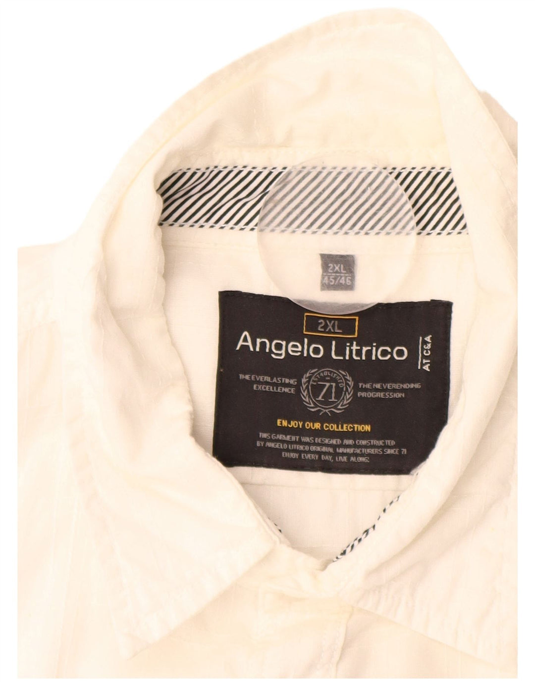 Ανδρικό κοντομάνικο πουκάμισο Angelo Litrico Μέγεθος 45/46 2XL Λευκό βαμβακερό