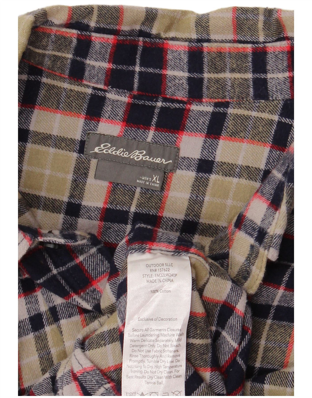 Ανδρικό φανελένιο πουκάμισο Eddie Bauer XL Green Check