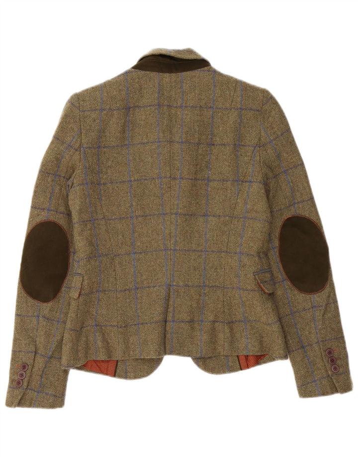 Zara Γυναικείο σακάκι 1 κουμπιού Blazer UK 10 Small Khaki Check