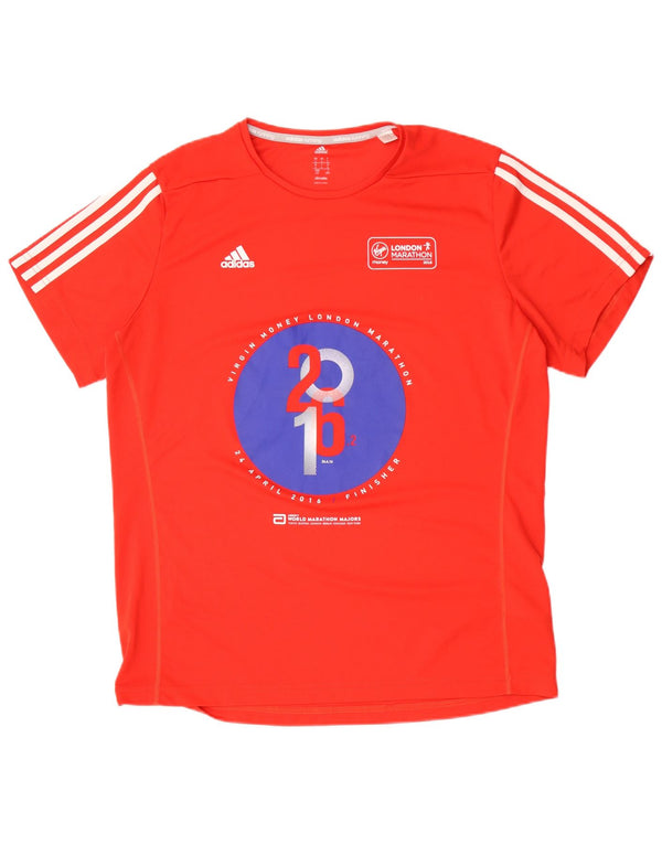 Ανδρικό γραφικό T-Shirt Adidas Climalite Top μεγάλο κόκκινο πολυεστέρα