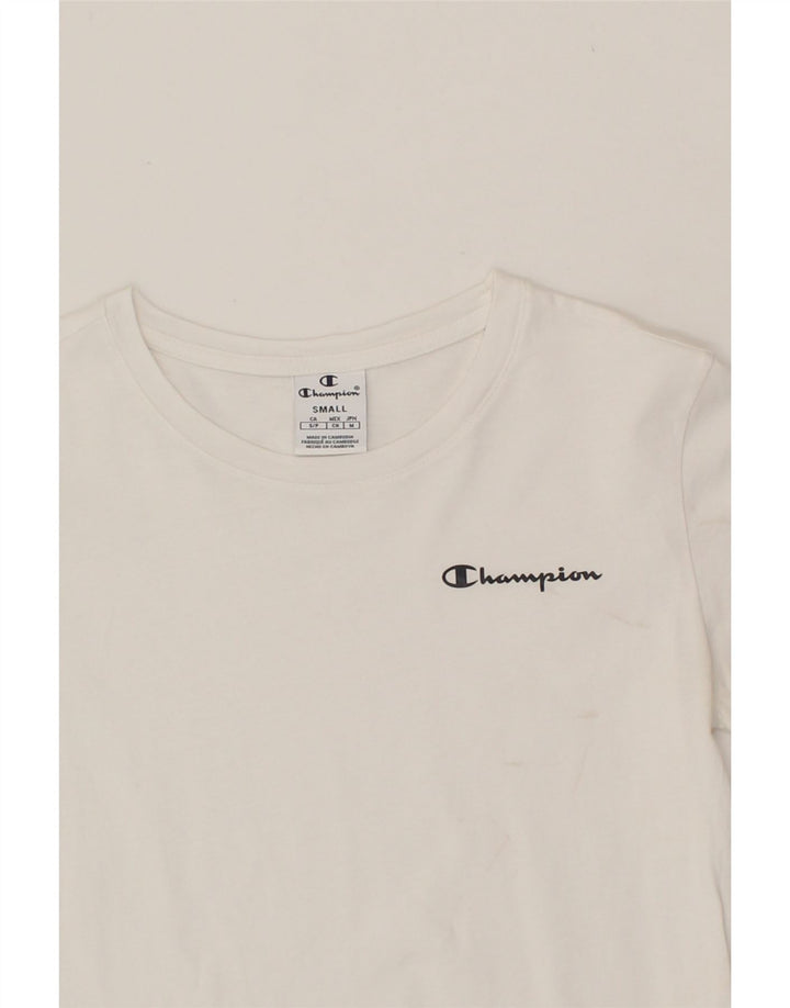 CHAMPION Womens T-Shirt Top UK 10 Small White Vintage Champion and Second-Hand Champion from Messina Hembry 