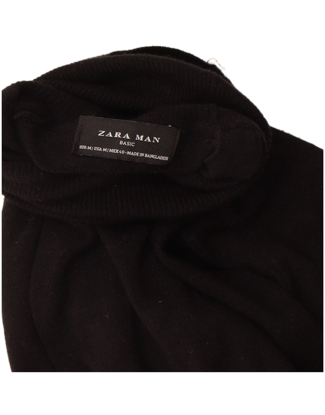 Ανδρικό πουλόβερ Zara με ρολό λαιμόκοψη, μεσαίο μαύρο