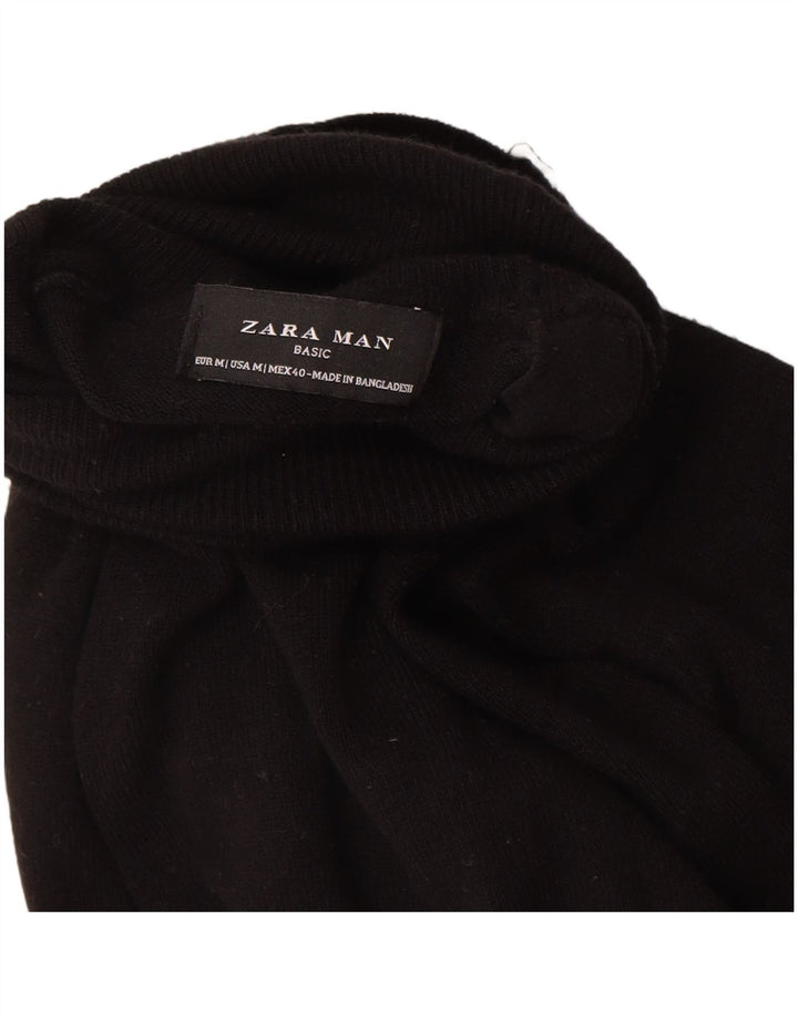 Ανδρικό πουλόβερ Zara με ρολό λαιμόκοψη, μεσαίο μαύρο