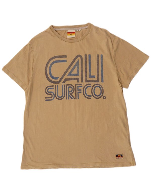 Ανδρικό γραφικό μπλουζάκι Superdry Slim Fit Top 2XL Μπεζ βαμβακερό