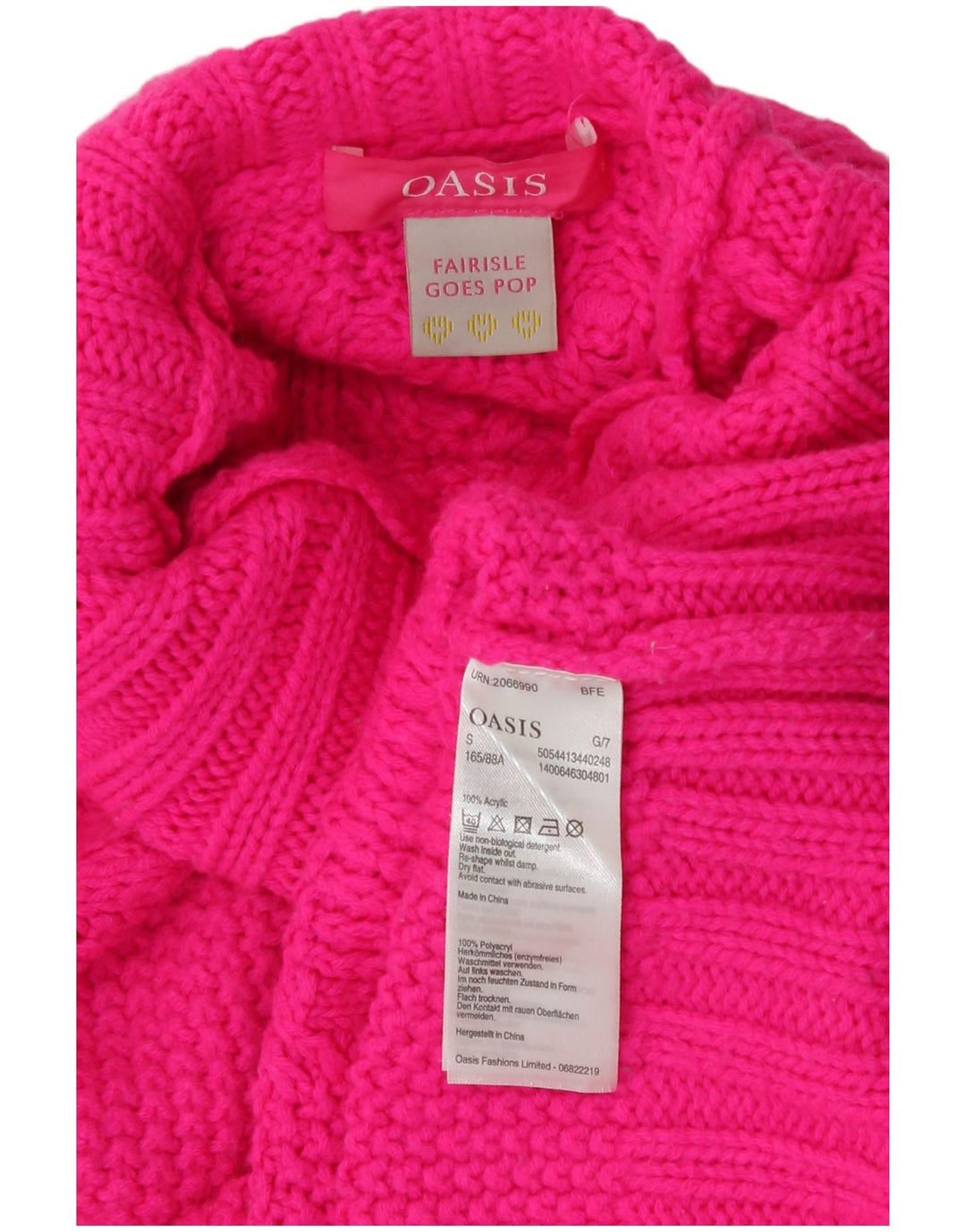 Oasis Γυναικείο πουλόβερ με ρολό λαιμόκοψη UK 10 Small Pink Acrylic