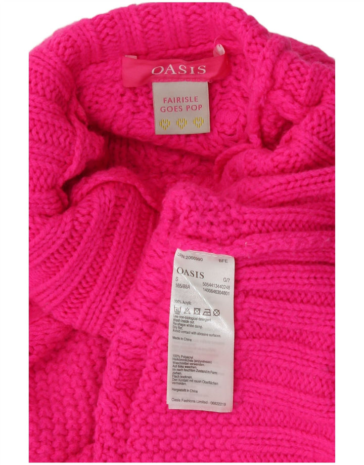 Oasis Γυναικείο πουλόβερ με ρολό λαιμόκοψη UK 10 Small Pink Acrylic