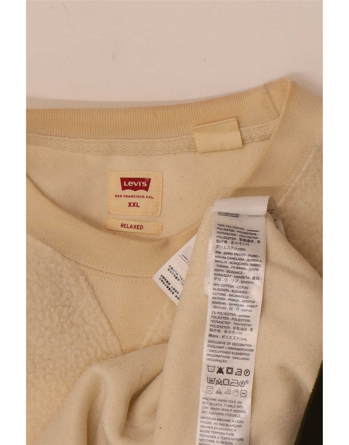 Levi's Mens Relaxed Fit Fleece Jumper 2XL Off White ριγέ πολυεστέρας