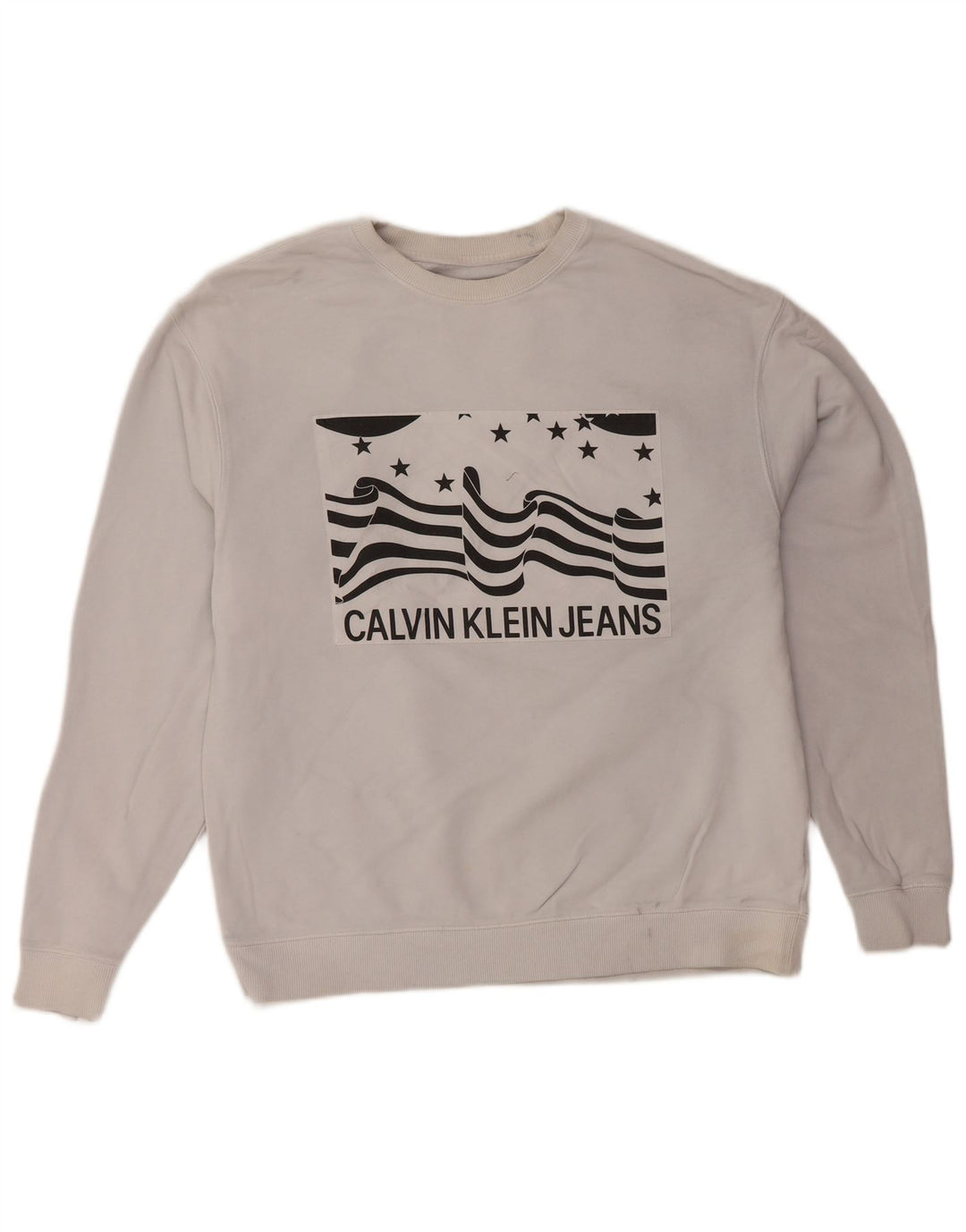 CALVIN KLEIN JEANS Ανδρικό γραφικό φούτερ πουκάμισο μικρό γκρι βαμβακερό