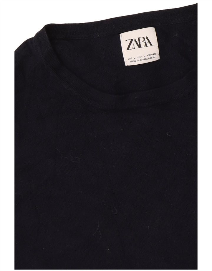 Ανδρικό πουλόβερ Zara Crew Neck Jumper Μεγάλο Navy Blue