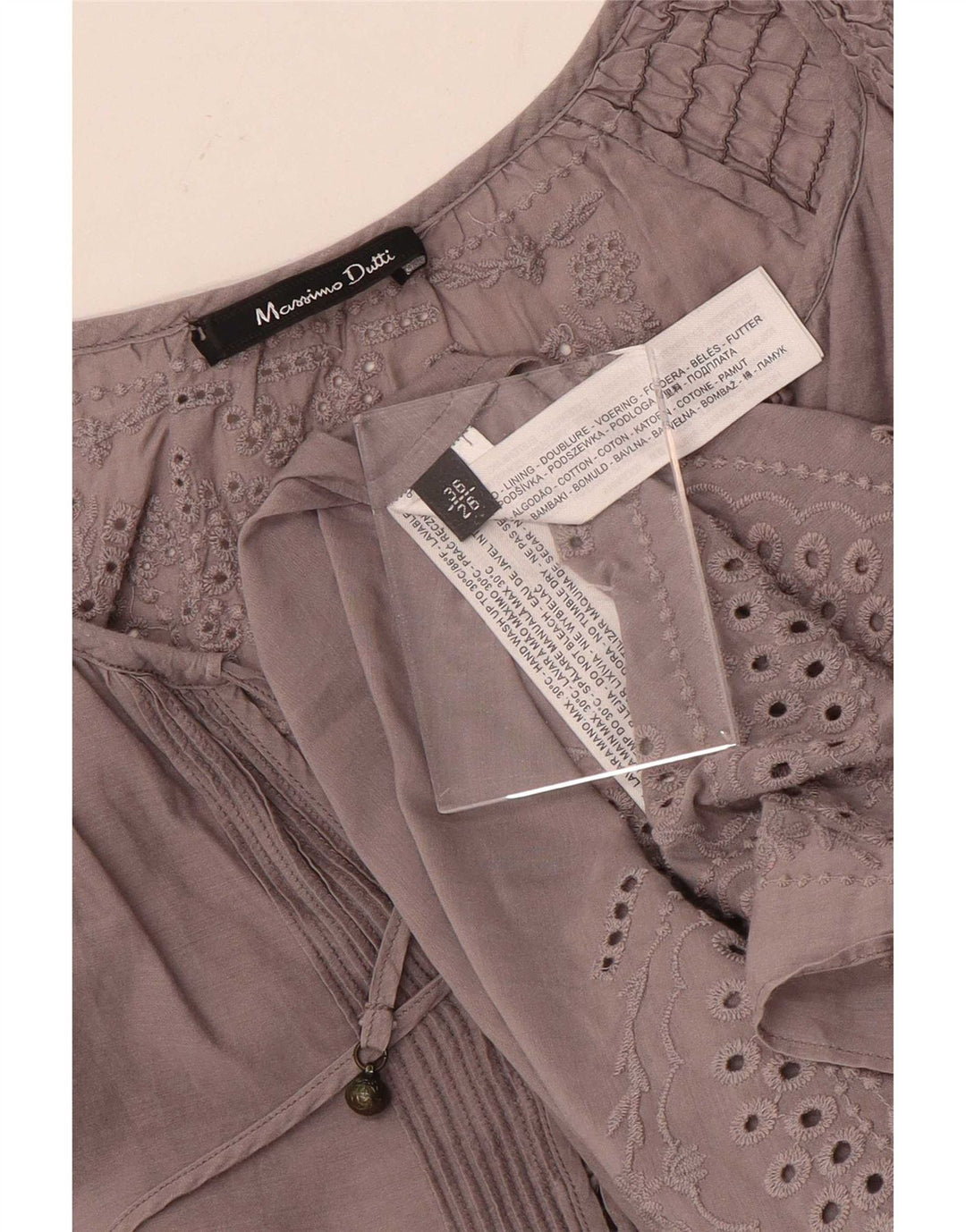 Massimo Dutti Γυναικείο Oversized Shift Φόρεμα EU 36 XS Γκρι φλοράλ βαμβακερό